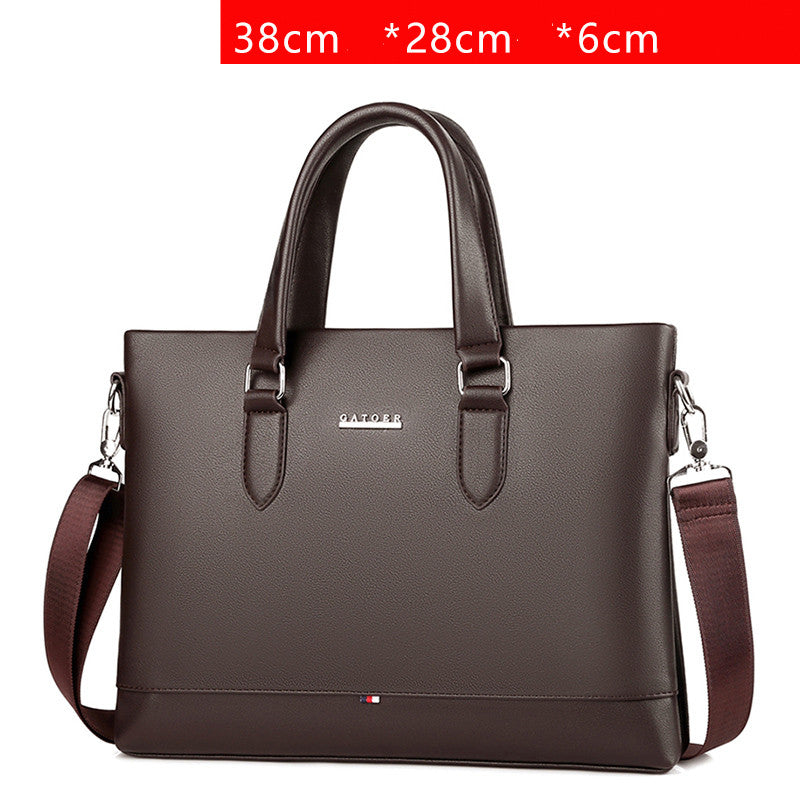 Large Capacity Leather Briefcase - Men's Soft Business Bag