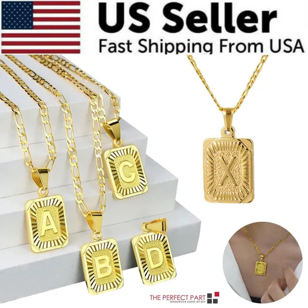 Initial Letter Necklace | Gold Plated Stainless Steel Pendant