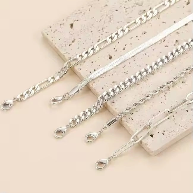 Silver Bracelet Set for Women | 5PCS Stackable Bracelets