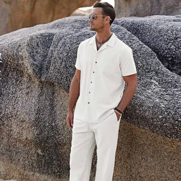 American-style Vintage Shirt and Trousers Set - Two-piece Set