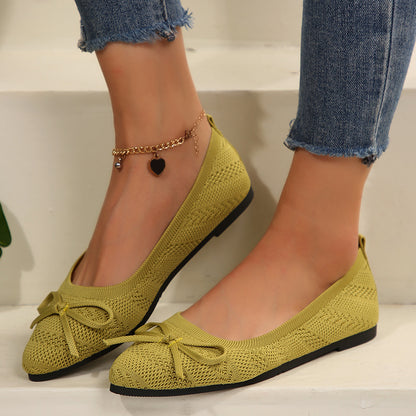 Bow Knitted Loafers - Ins Fashion Pointed-toed Women's Flats