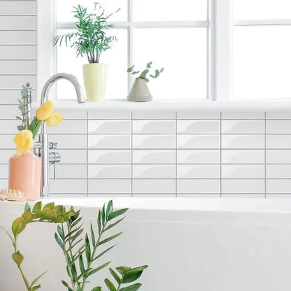 Pure White 3D Self-Adhesive Splash Wall Tiles - 10"x10" Glossy