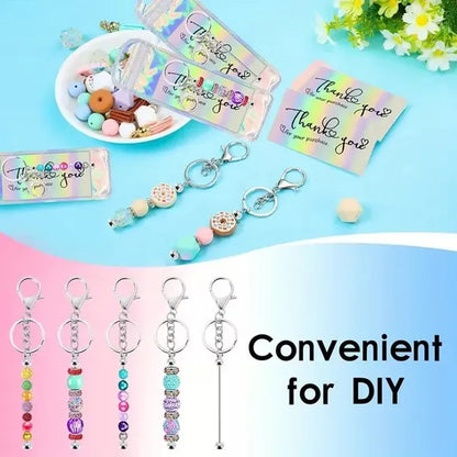 Beadable Keychain Bar Bulk Silver - 60 Pcs DIY Accessory Kit