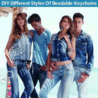 Beadable Keychain Bar Bulk Silver - 60 Pcs DIY Accessory Kit
