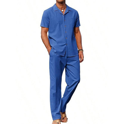 American-style Vintage Shirt and Trousers Set - Two-piece Set