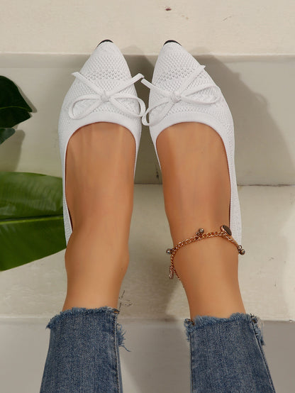 Bow Knitted Loafers - Ins Fashion Pointed-toed Women's Flats
