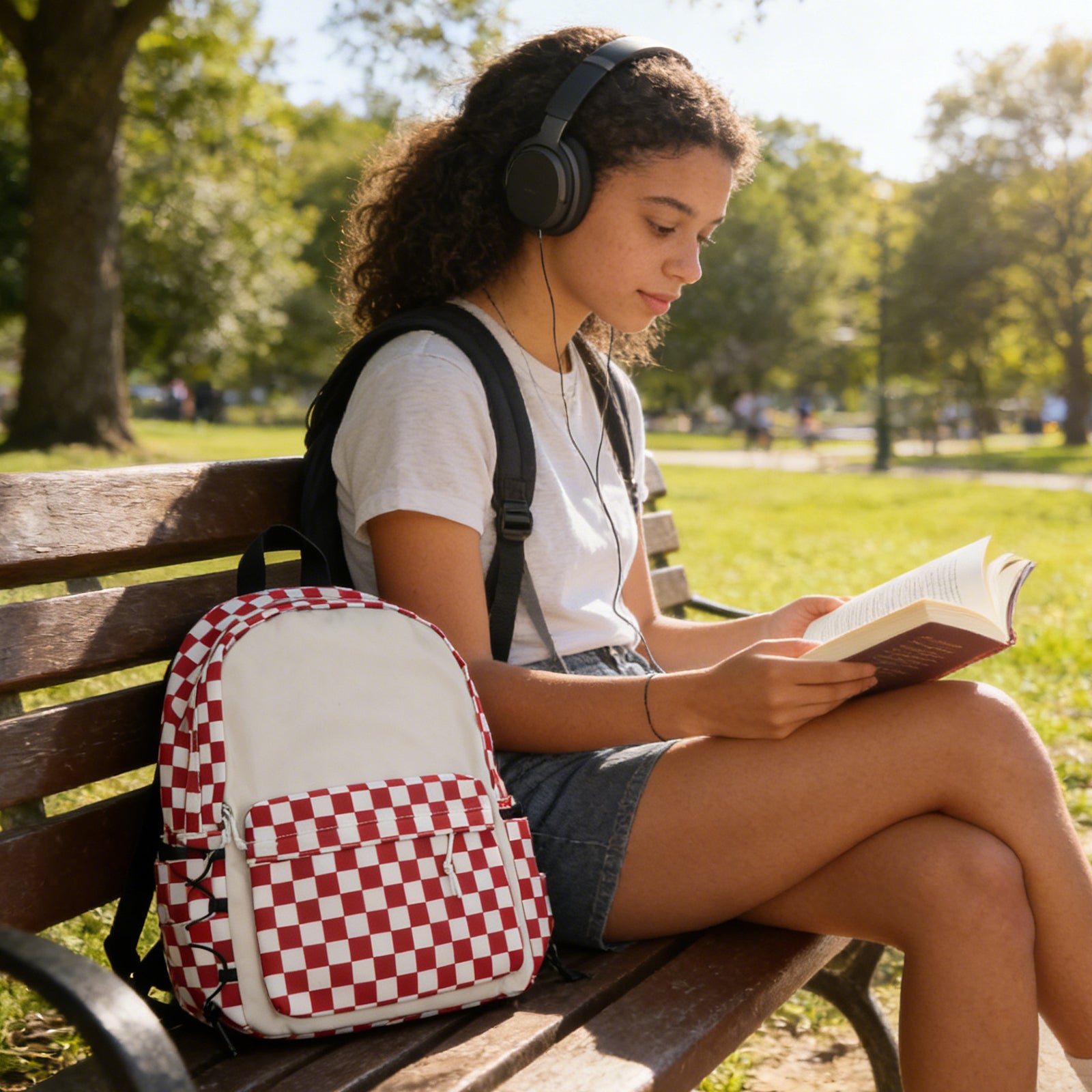 Plaid Red Backpack - Crimson Check