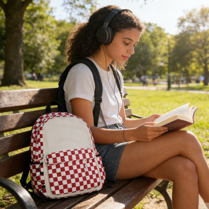 Plaid Red Backpack - Crimson Check
