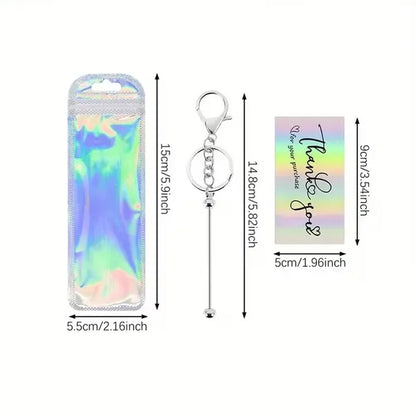 Beadable Keychain Bar Bulk Silver - 60 Pcs DIY Accessory Kit