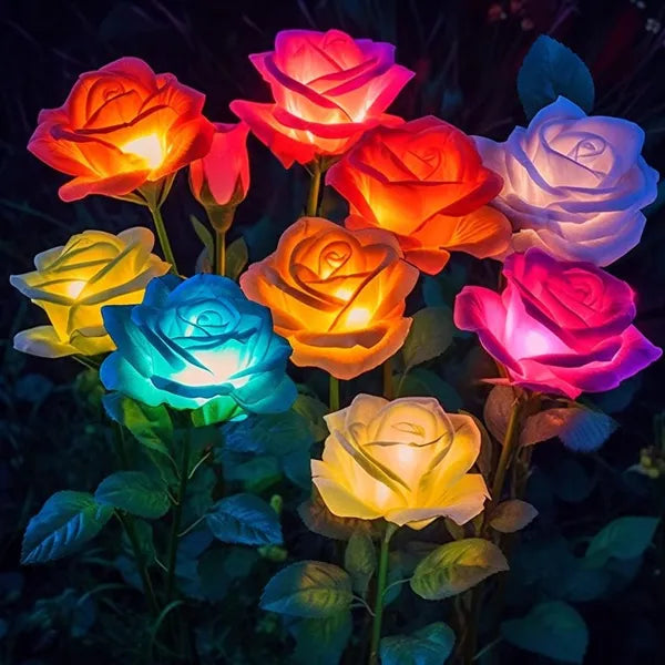 Solar Lights Outdoor Waterproof For Garden Decor - 4 Pack Flowers