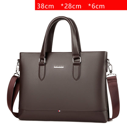 Large Capacity Leather Briefcase - Men's Soft Business Bag