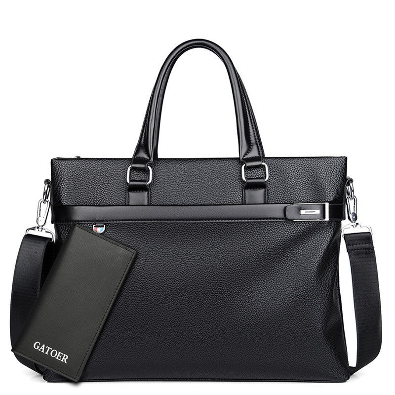 Large Capacity Leather Briefcase - Men's Soft Business Bag