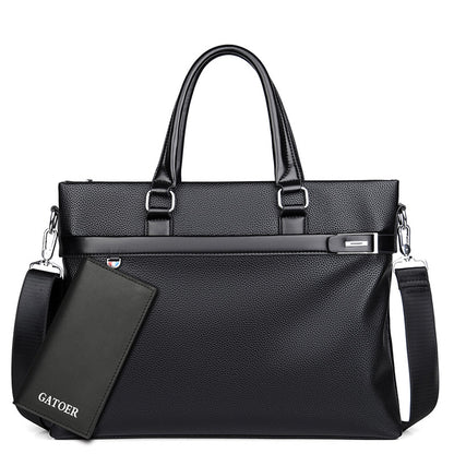 Large Capacity Leather Briefcase - Men's Soft Business Bag