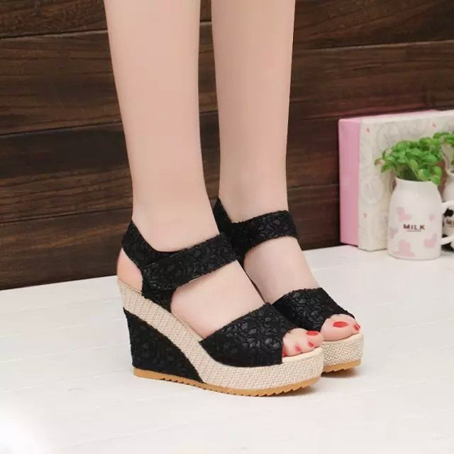 Flat Bottom High Heel Sandals - Comfortable Platform Shoes