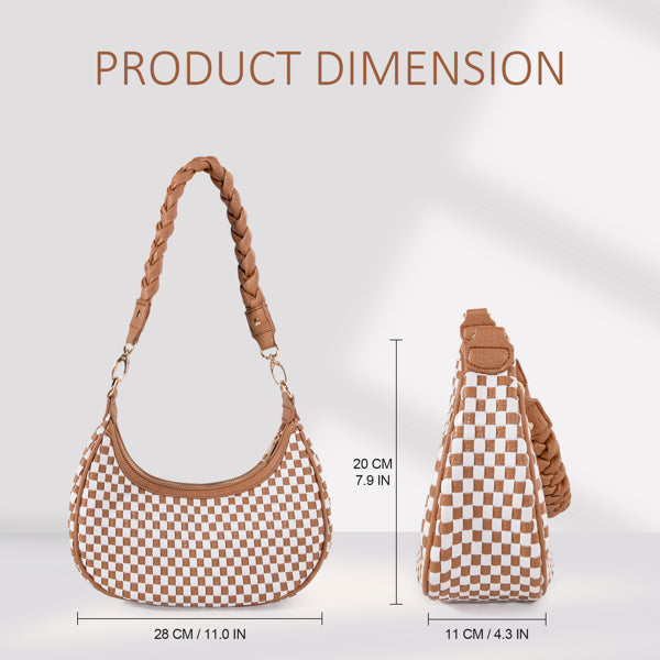 Women Woven Hobo Handbag For Women Fashion Vegan Leather Tote Bag For Women