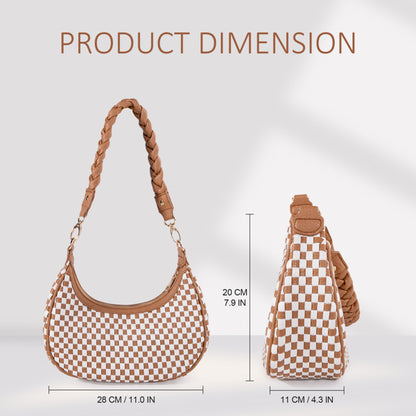 Women Woven Hobo Handbag For Women Fashion Vegan Leather Tote Bag For Women