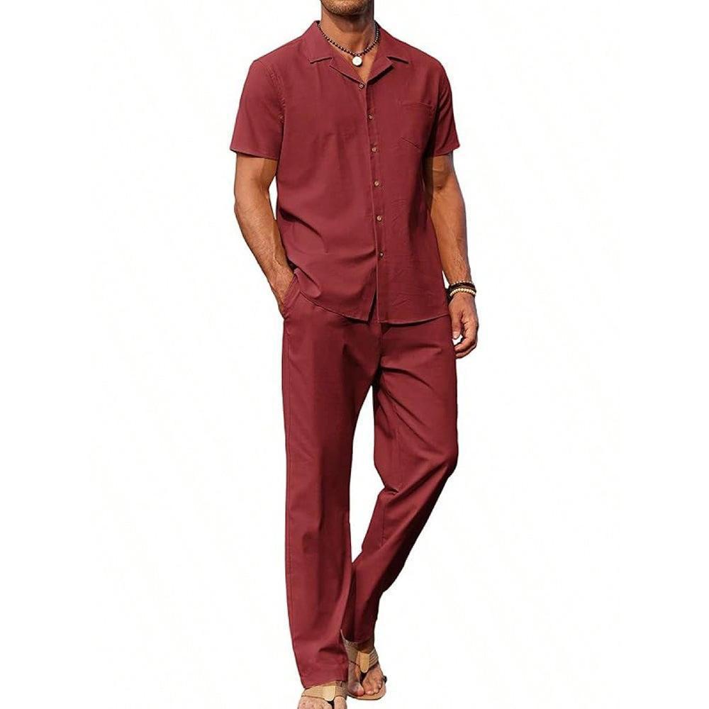 American-style Vintage Shirt and Trousers Set - Two-piece Set
