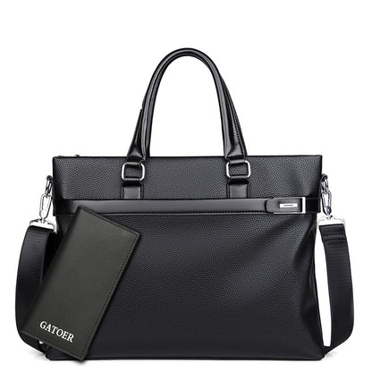Large Capacity Leather Briefcase - Men's Soft Business Bag