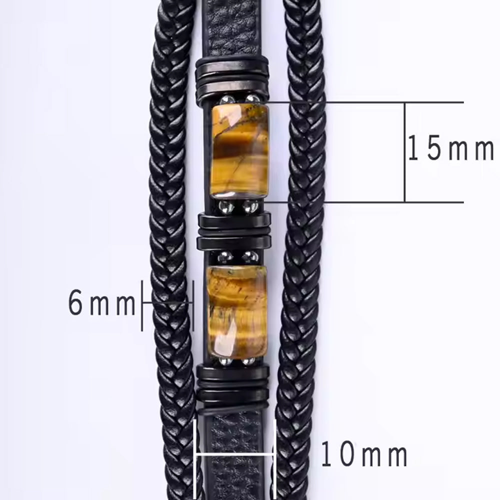 Tiger Eye Bracelet | Handmade Leather Braided Healing Bracelet