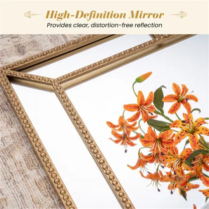 Gold Beaded Metal Frame Decorative Wall Mirror - 36"x24" Wall Decor