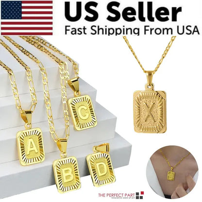 Initial Letter Necklace | Gold Plated Stainless Steel Pendant
