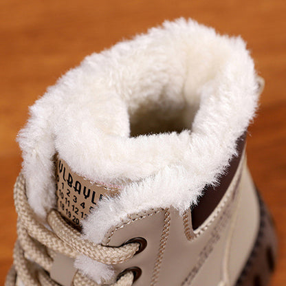 Lace-up Snow Boots - Winter Warm Fleece Flat Shoes For Women