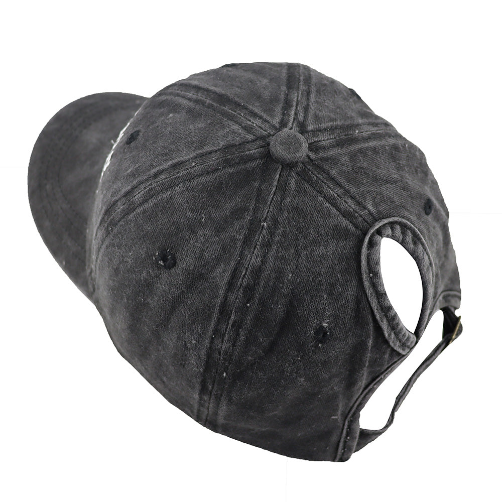 Boy Mom Ponytail Hat - Adjustable Embroidered Cotton Cap