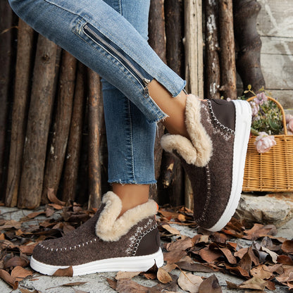 Plush Fleece Lined Boots - Warm Winter Thick Flat Shoes