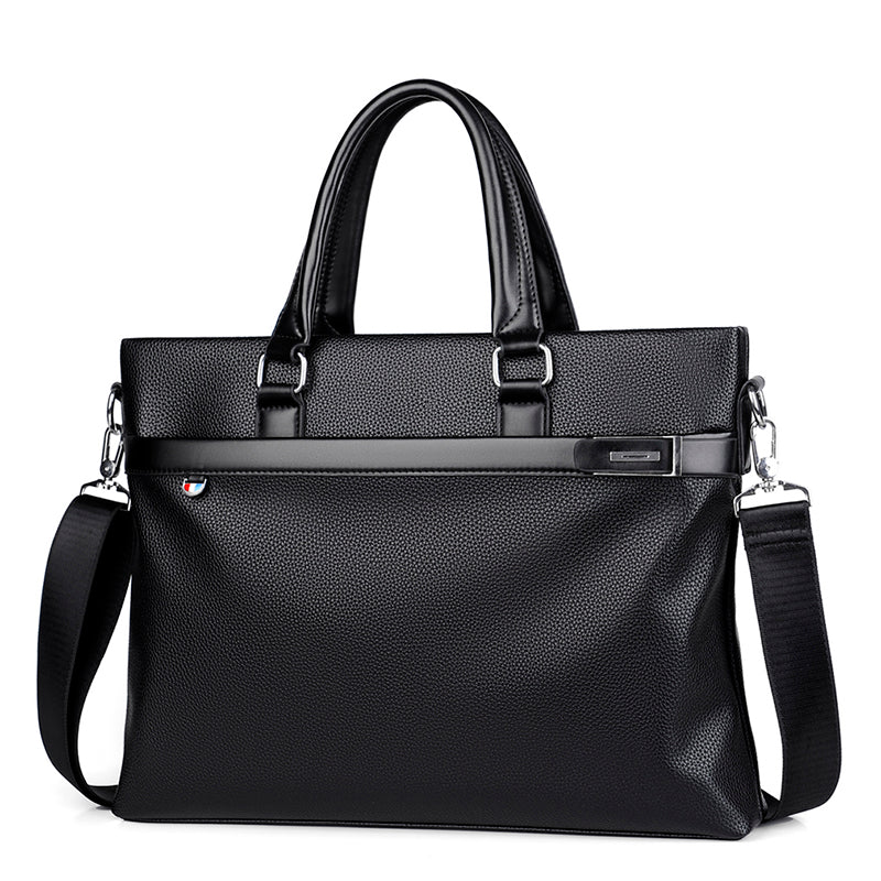 Large Capacity Leather Briefcase - Men's Soft Business Bag