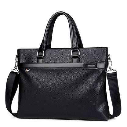 Large Capacity Leather Briefcase - Men's Soft Business Bag