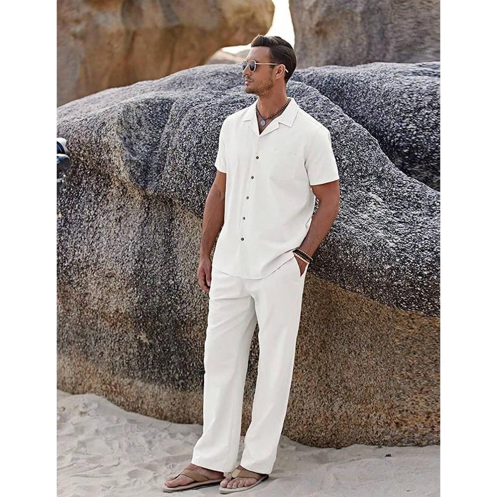 American-style Vintage Shirt and Trousers Set - Two-piece Set