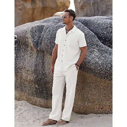 American-style Vintage Shirt and Trousers Set - Two-piece Set