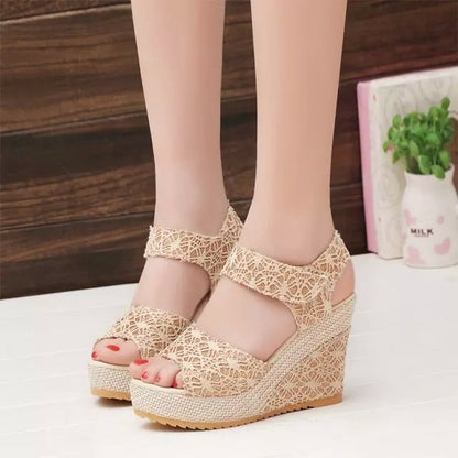 Flat Bottom High Heel Sandals - Comfortable Platform Shoes
