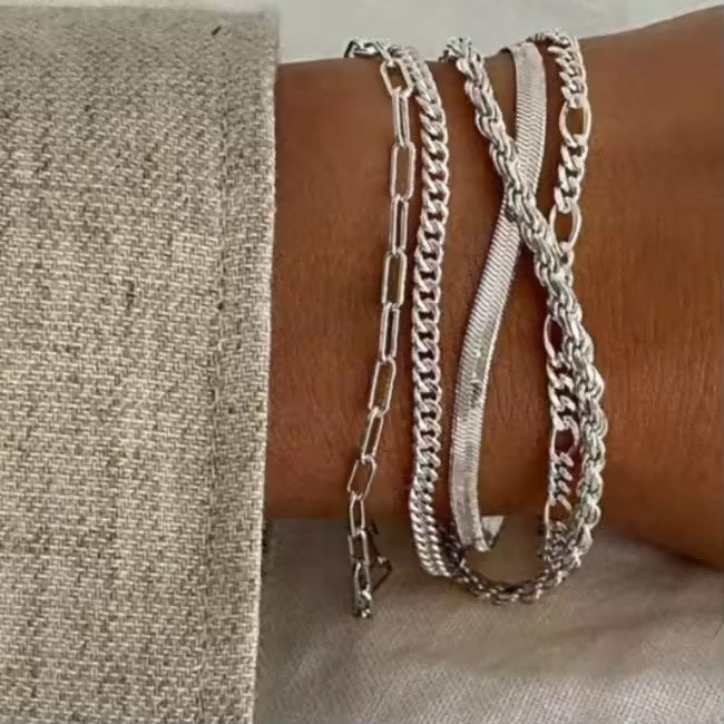 Silver Bracelet Set for Women | 5PCS Stackable Bracelets