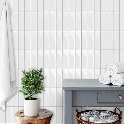 Pure White 3D Self-Adhesive Splash Wall Tiles - 10"x10" Glossy