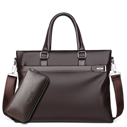 Large Capacity Leather Briefcase - Men's Soft Business Bag