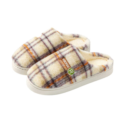 Plaid Cotton Home Shoes - Women's Plush Warm Non-slip Slippers