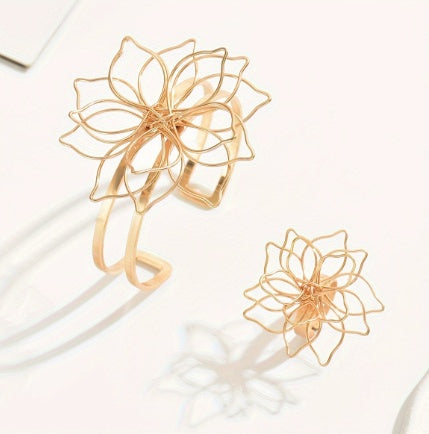 Women's Jewelry Set | Elegant Flower Bracelet & Ring Set