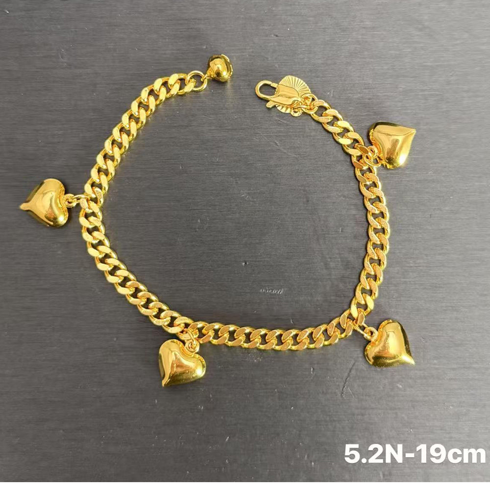 Gold Heart Bracelet | Multi Hearts 24K Jewelry Bracelet