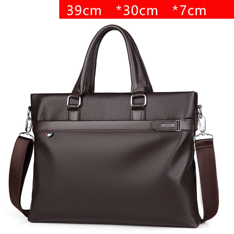 Large Capacity Leather Briefcase - Men's Soft Business Bag