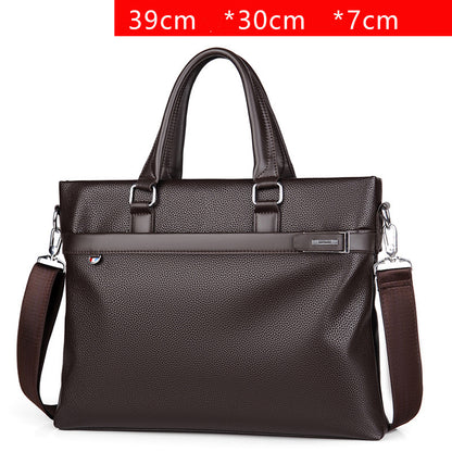 Large Capacity Leather Briefcase - Men's Soft Business Bag