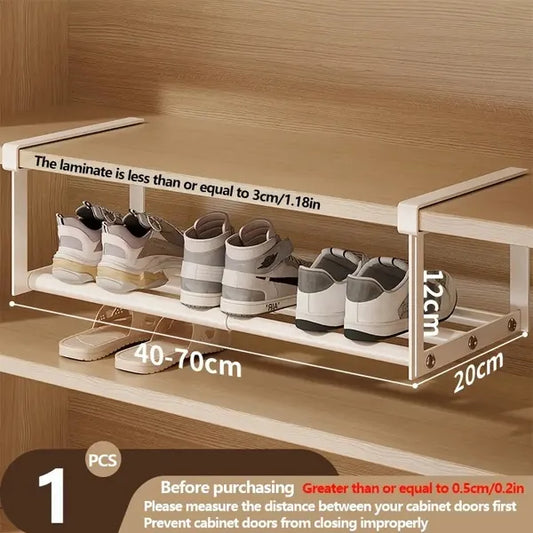 Adjustable And Expandable Shoe Rack - Stackable Iron Organizer