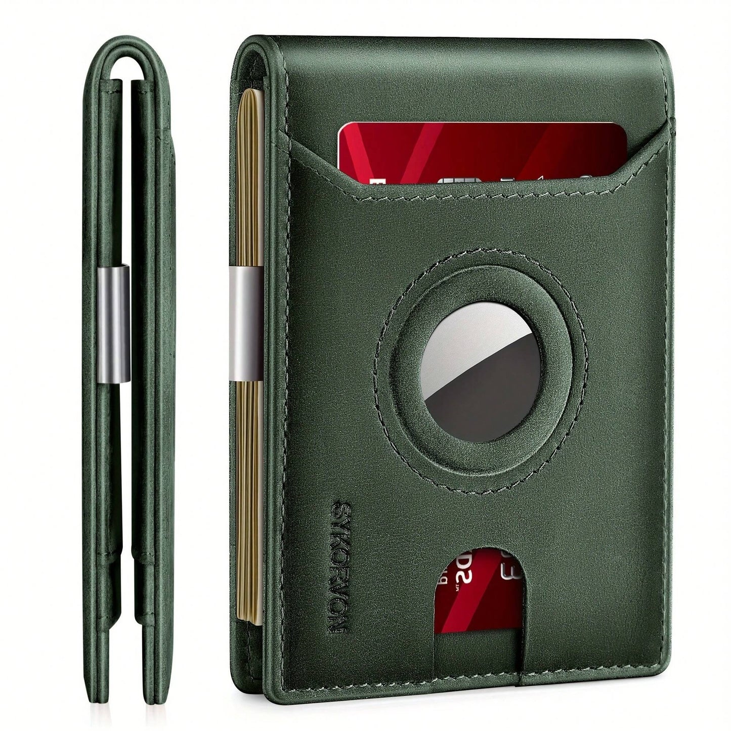 Airtag Leather Wallet - Men's Slim RFID Bifold Holder
