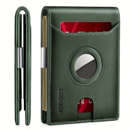 Airtag Leather Wallet - Men's Slim RFID Bifold Holder