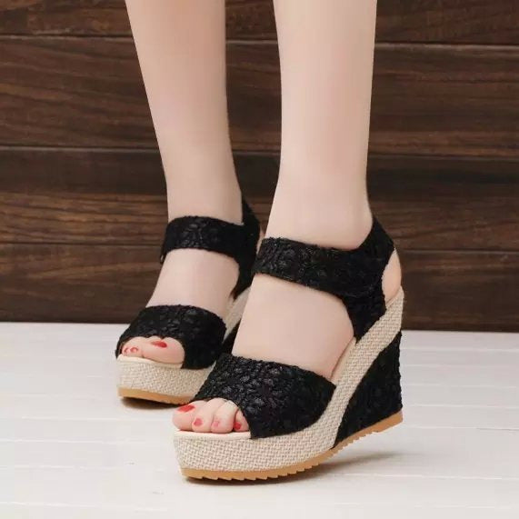 Flat Bottom High Heel Sandals - Comfortable Platform Shoes