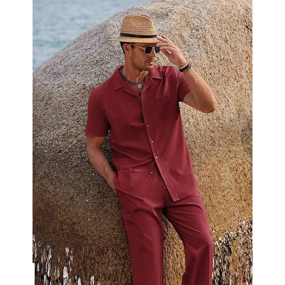 American-style Vintage Shirt and Trousers Set - Two-piece Set
