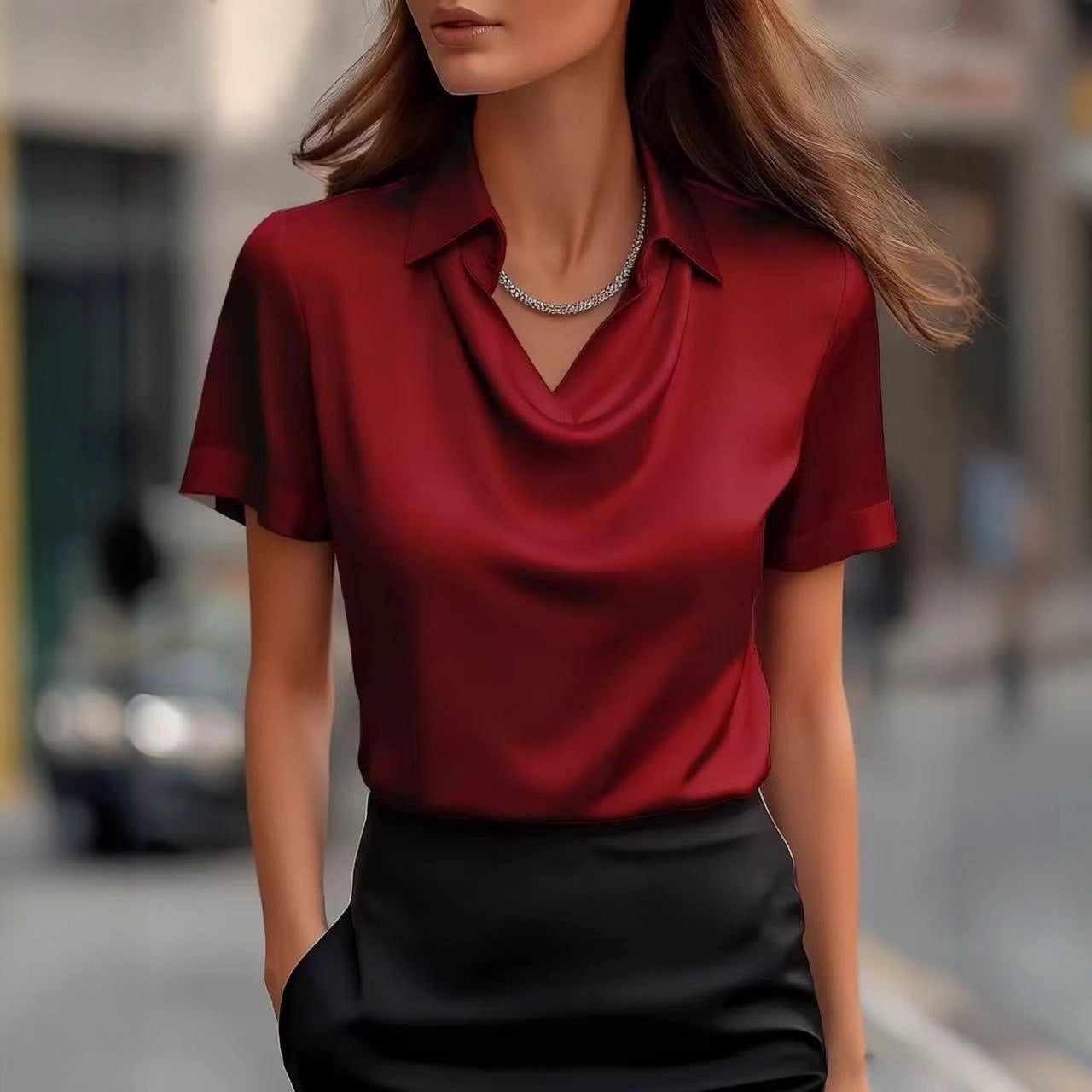Boat-neckline Shirt for Women - Elegant Minimalist Style
