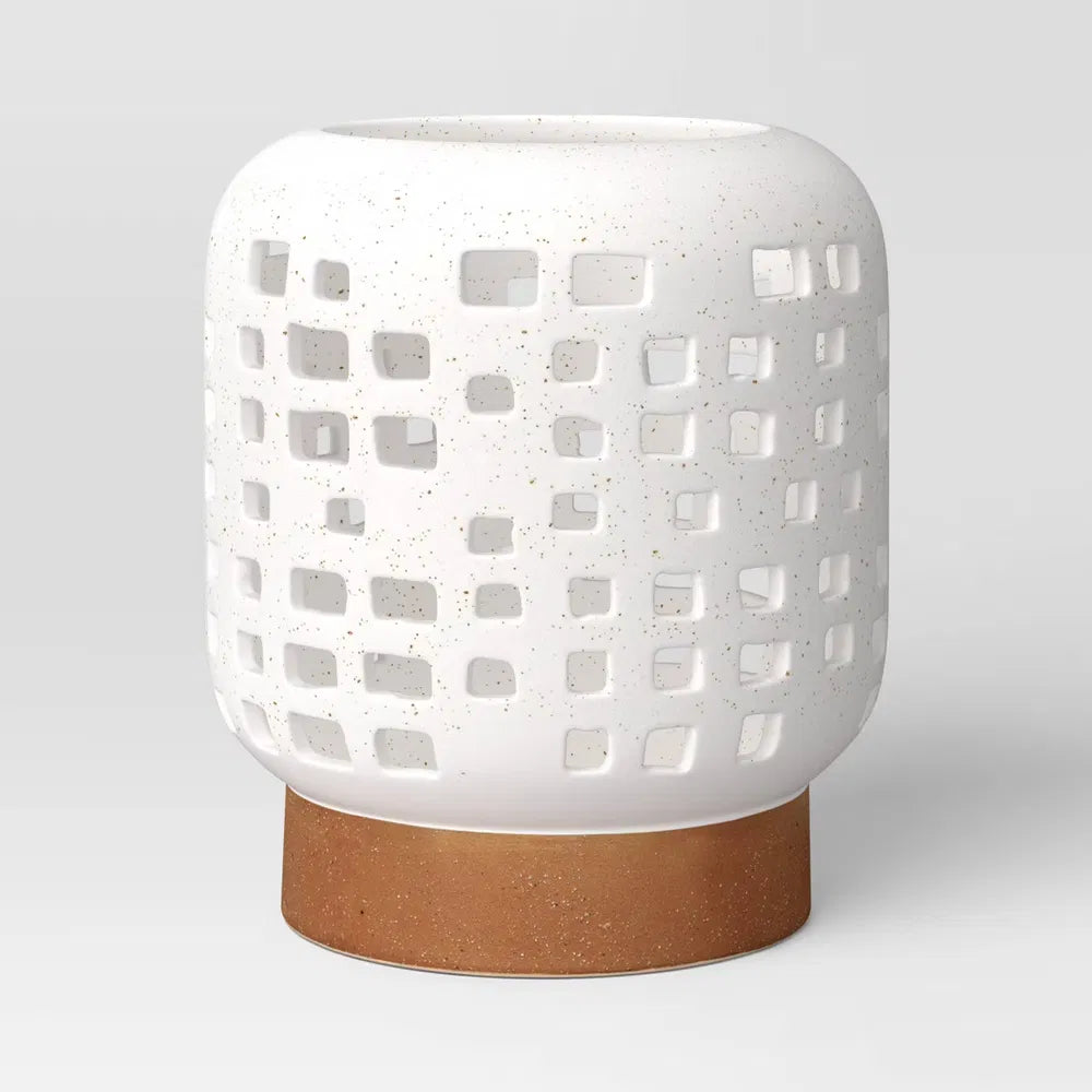 Pillar Ceramic Lantern Candle Holder White