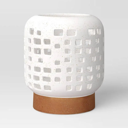 Pillar Ceramic Lantern Candle Holder White