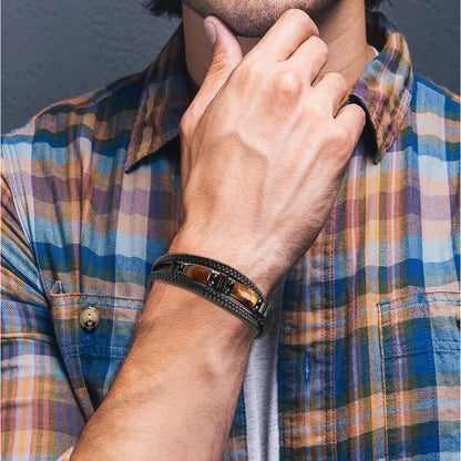 Tiger Eye Bracelet | Handmade Leather Braided Healing Bracelet
